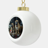 Bullmastiff Snowy Sleigh Kerstdecoratie Keramische Bal Ornament (Rechts)