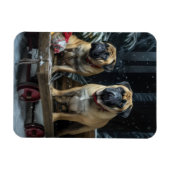 Bullmastiff Snowy Sleigh Kerstdecoratie Magneet (Horizontaal)