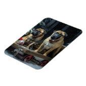 Bullmastiff Snowy Sleigh Kerstdecoratie Magneet (Linkerzijde)