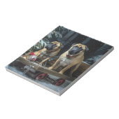 Bullmastiff Snowy Sleigh Kerstdecoratie Notitieblok (Linkerzijde)