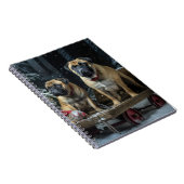 Bullmastiff Snowy Sleigh Kerstdecoratie Notitieboek (Rechterzijde)