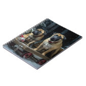 Bullmastiff Snowy Sleigh Kerstdecoratie Notitieboek (Linkerzijde)