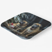 Bullmastiff Snowy Sleigh Kerstdecoratie Papieren Bordje (Gebogen)