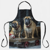 Bullmastiff Snowy Sleigh Kerstdecoratie Schort (Voorkant)