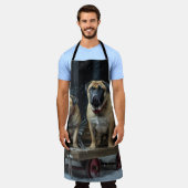 Bullmastiff Snowy Sleigh Kerstdecoratie Schort (Gedragen)