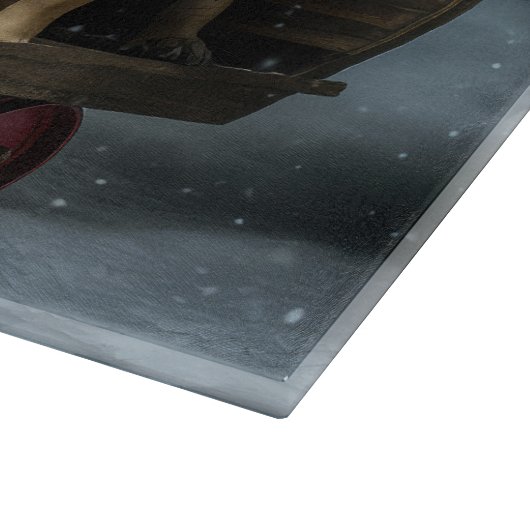 Bullmastiff Snowy Sleigh Kerstdecoratie Snijplank (Hoek)