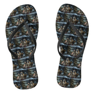 Bullmastiff Snowy Sleigh Kerstdecoratie Teenslippers