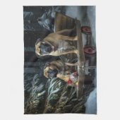 Bullmastiff Snowy Sleigh Kerstdecoratie Theedoek (Verticaal)