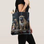 Bullmastiff Snowy Sleigh Kerstdecoratie Tote Bag (Dichtbij)
