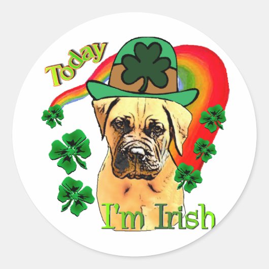 Bullmastiff St Patricks Day Ronde Sticker (Voorkant)