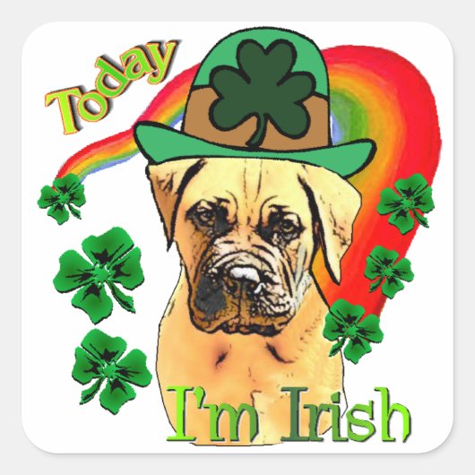 Bullmastiff St Patricks Day Vierkante Sticker (Voorkant)
