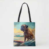 Bullmastiff Strand Surfen Schilderen Tote Bag (Voorkant)