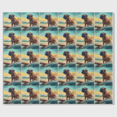 Bullmastiff strand surfen schilderij cadeaupapier (Vlak)
