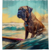 Bullmastiff strand surfen schilderij douchegordijn (Voorkant)