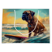 Bullmastiff strand surfen schilderij groot cadeauzakje (Voorkant)