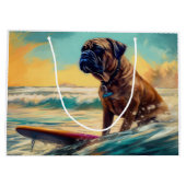 Bullmastiff strand surfen schilderij groot cadeauzakje (Achterkant)