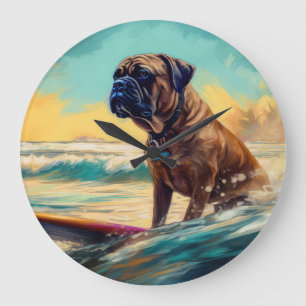 Bullmastiff strand surfen schilderij grote klok