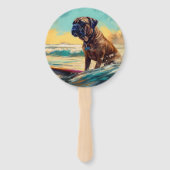 Bullmastiff strand surfen schilderij handwaaier (Achterkant)