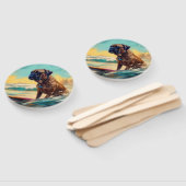 Bullmastiff strand surfen schilderij handwaaier (Niet-gemonteerd)