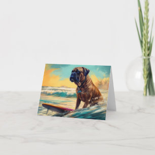 Bullmastiff strand surfen schilderij kaart