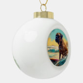Bullmastiff strand surfen schilderij keramische bal ornament (Links)
