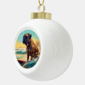 Bullmastiff strand surfen schilderij keramische bal ornament (Rechts)