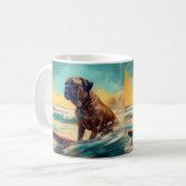 Bullmastiff strand surfen schilderij koffiemok (Voorkant links)