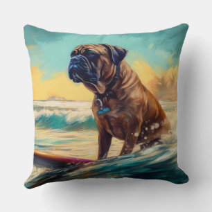 Bullmastiff strand surfen schilderij kussen