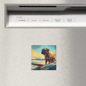 Bullmastiff strand surfen schilderij magneet (Insitu (Vaatwasser))