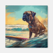 Bullmastiff strand surfen schilderij magneet (Voorkant)