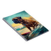 Bullmastiff strand surfen schilderij notitieboek (Rechterzijde)