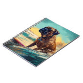 Bullmastiff strand surfen schilderij notitieboek (Linkerzijde)