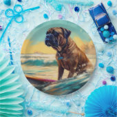 Bullmastiff strand surfen schilderij papieren bordje (Feest)