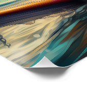 Bullmastiff strand surfen schilderij perfect poster (Hoek)