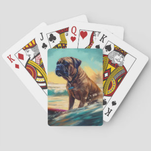 Bullmastiff strand surfen schilderij pokerkaarten
