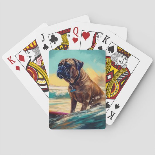 Bullmastiff strand surfen schilderij pokerkaarten (Achterkant)