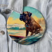Bullmastiff strand surfen schilderij ronde button 6,0 cm (In situ)