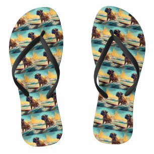 Bullmastiff Strand Surfen Schilderij Teenslippers