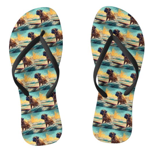 Bullmastiff strand surfen schilderij teenslippers (Voetbed)