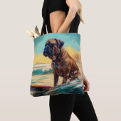 Bullmastiff strand surfen schilderij tote bag (Dichtbij)