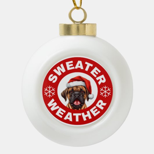Bullmastiff Sweater Weer Keramische Bal Ornament (Voorkant)