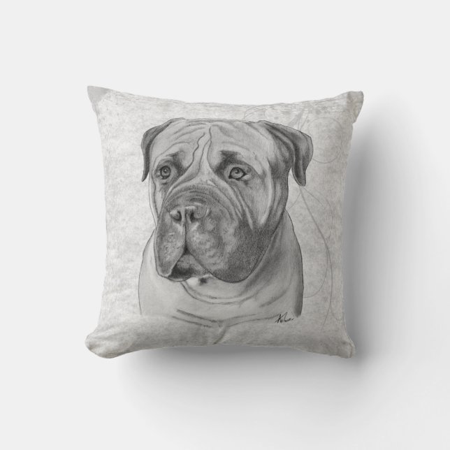 Bullmastiff-tekening Kussen (Voorkant)