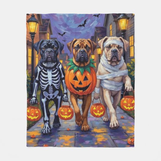 Bullmastiff Trick-or-Treating Halloween kostuums Fleece Deken (Voorkant)