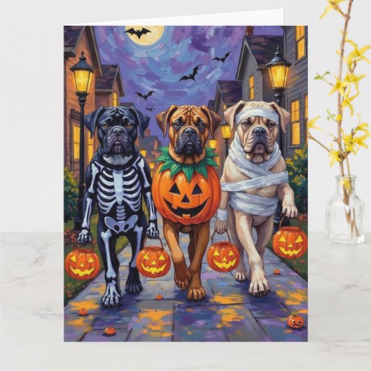 Bullmastiff Trick-or-Treating Halloween kostuums Kaart (Gele Bloem)