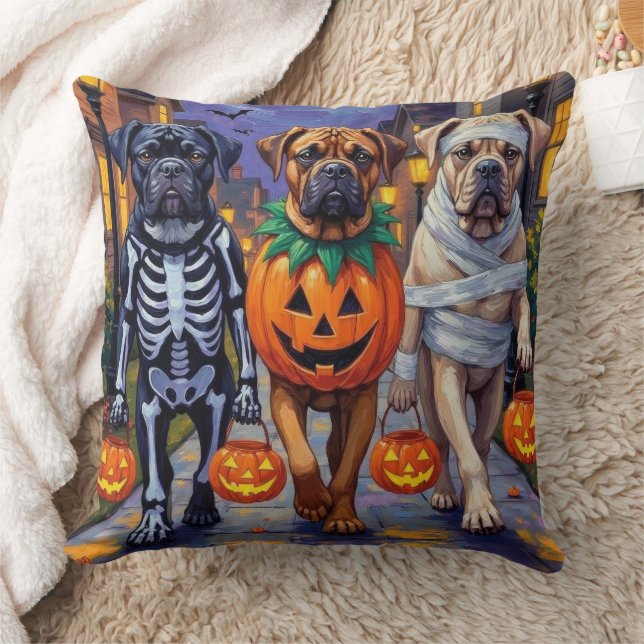 Bullmastiff Trick-or-Treating Halloween kostuums Kussen (Deken)