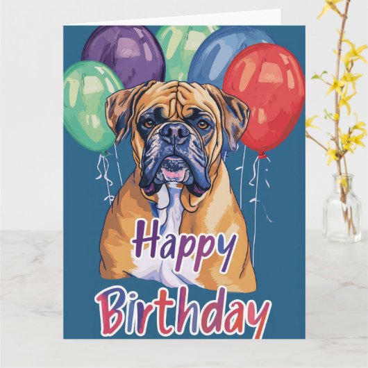Bullmastiff Verjaardag Kaart (Gele Bloem)