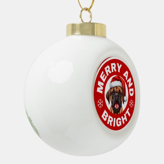 Bullmastiff vrolijk en helder keramische bal ornament (Links)