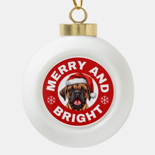 Bullmastiff vrolijk en helder keramische bal ornament (Voorkant)