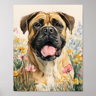 Bullmastiff Wall Art - Waterverf Bullmastiff Dog Poster