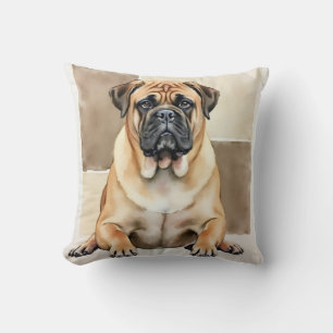 Bullmastiff Waterverf Warm Paneel Kunst Kussen